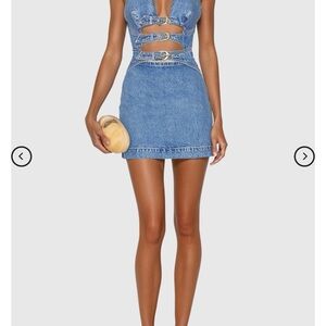 Stylish Blue Backless Denim Dress